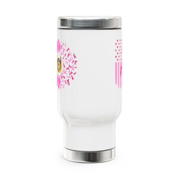 WACH Breast Cancer Awareness Stainless Steel Travel Mug with Handle, 14oz - Image 2