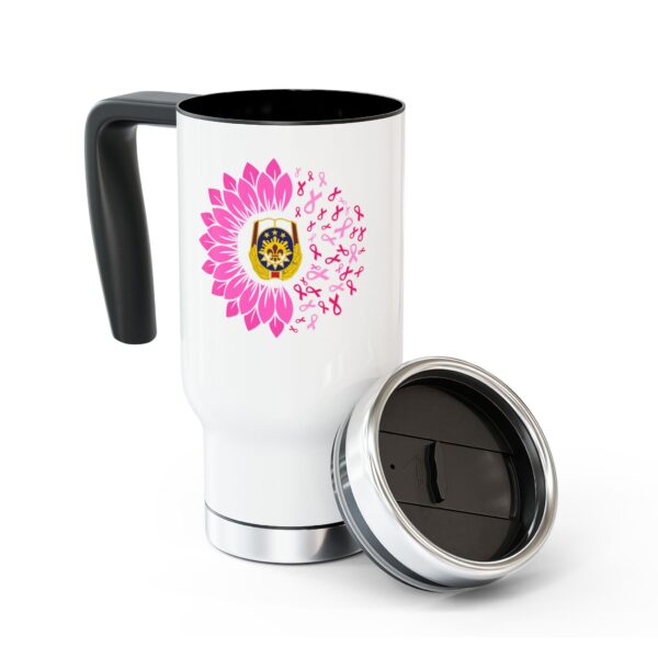 WACH Breast Cancer Awareness Stainless Steel Travel Mug with Handle, 14oz