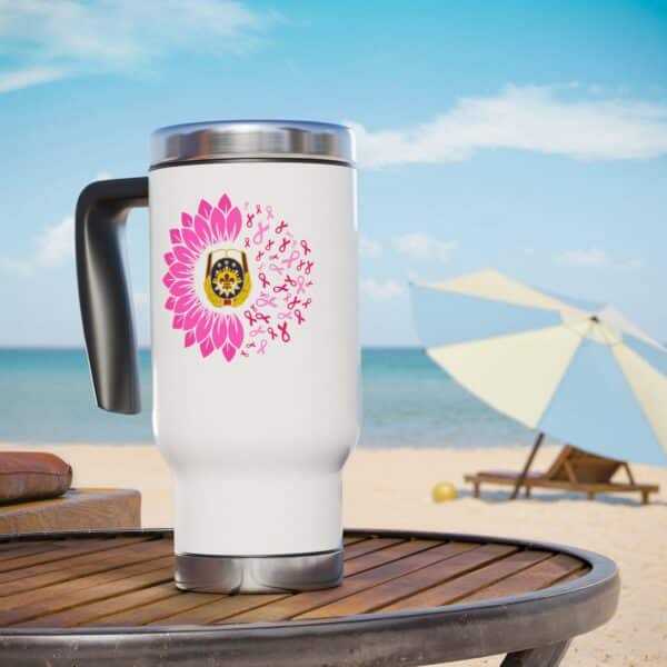 WACH Breast Cancer Awareness Stainless Steel Travel Mug with Handle, 14oz - Image 7