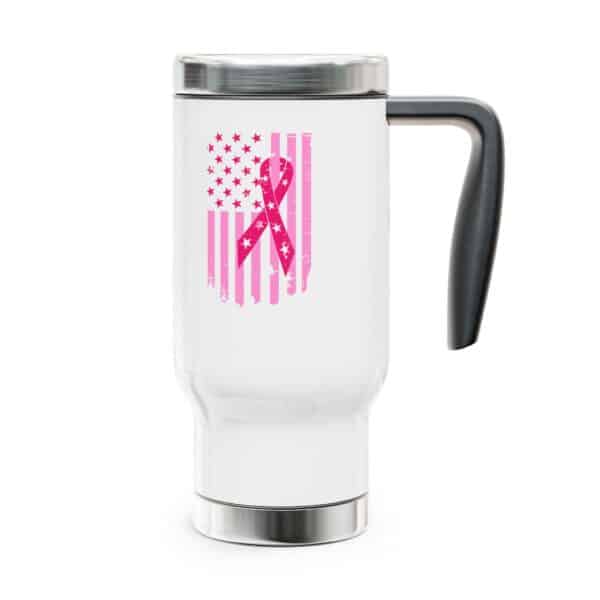 WACH Breast Cancer Awareness Stainless Steel Travel Mug with Handle, 14oz - Image 5
