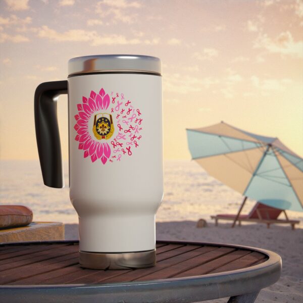 WACH Breast Cancer Awareness Stainless Steel Travel Mug with Handle, 14oz - Image 8