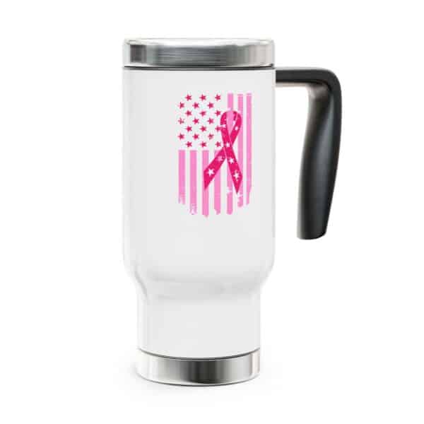 WACH Breast Cancer Awareness Stainless Steel Travel Mug with Handle, 14oz - Image 6