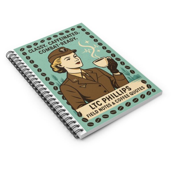 Vintage Coffee Quote Spiral Notebook - Classy Caffeinated Combat-Ready, Journal, Memo Pad, Gift for Writers, Note Taking, Office Decor - Image 3