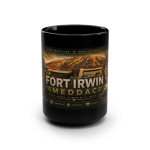 Fort Irwin MEDDAC Black 15oz Coffee Mug — Weed Army Community Hospital Gift